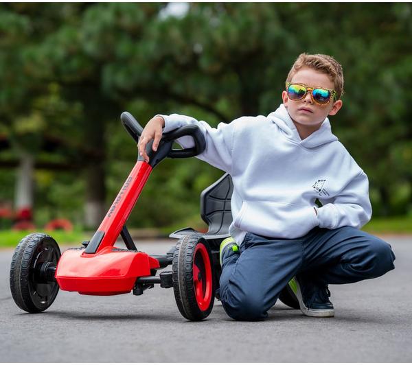 Flex Kart XL 12V Foldable Electric Go-Kart for Kids – Red & Black