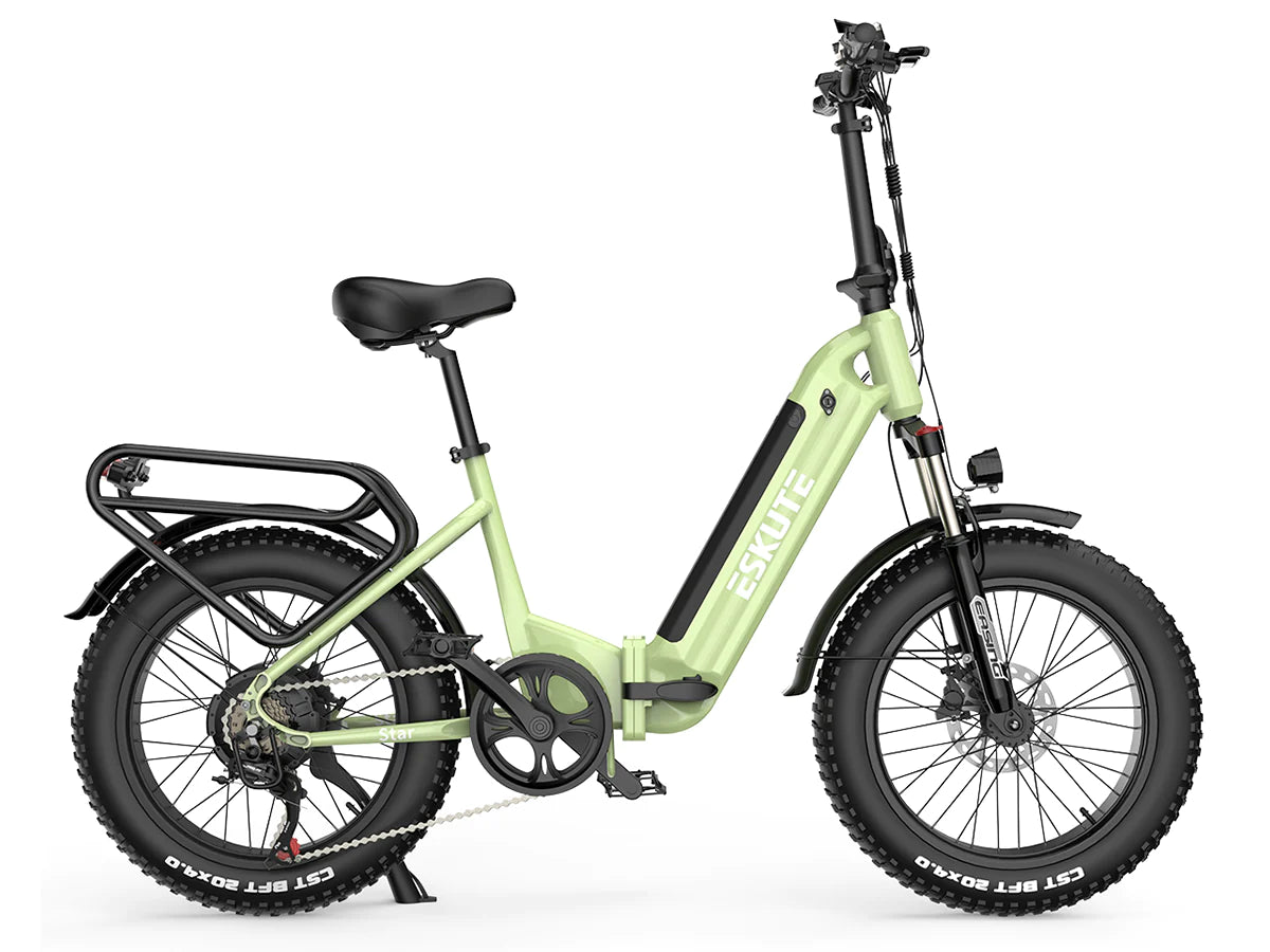Eskute Star City High-Capacity Electric Bike in Mint Green