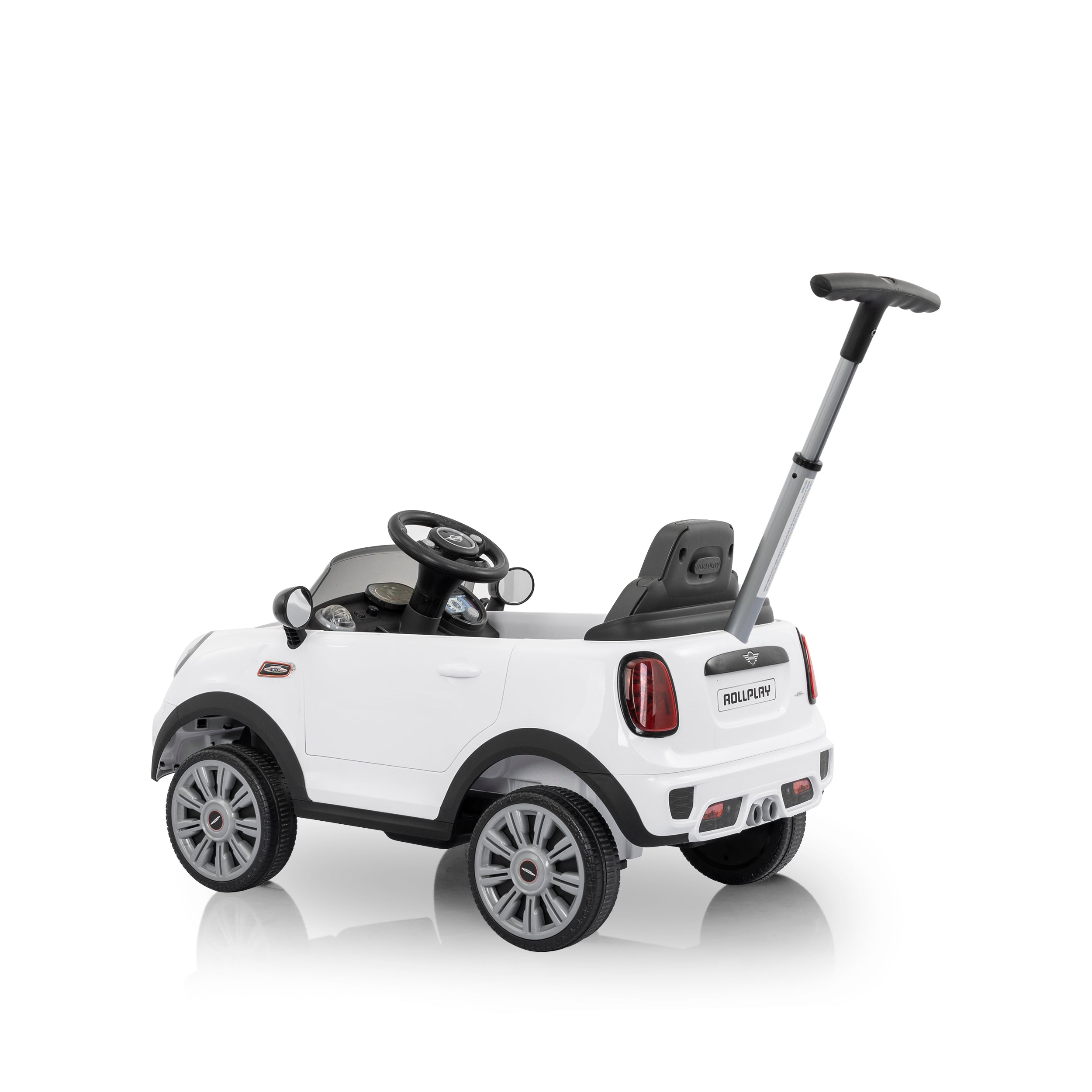 Mini Cooper Play Push Car with Parental Handle – White