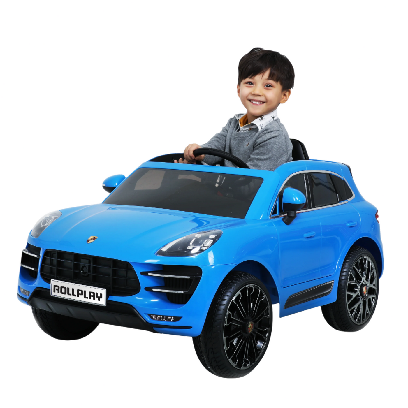 Porsche Macan 12 Volt Premium Car with Remote Control Blue Wheelie World