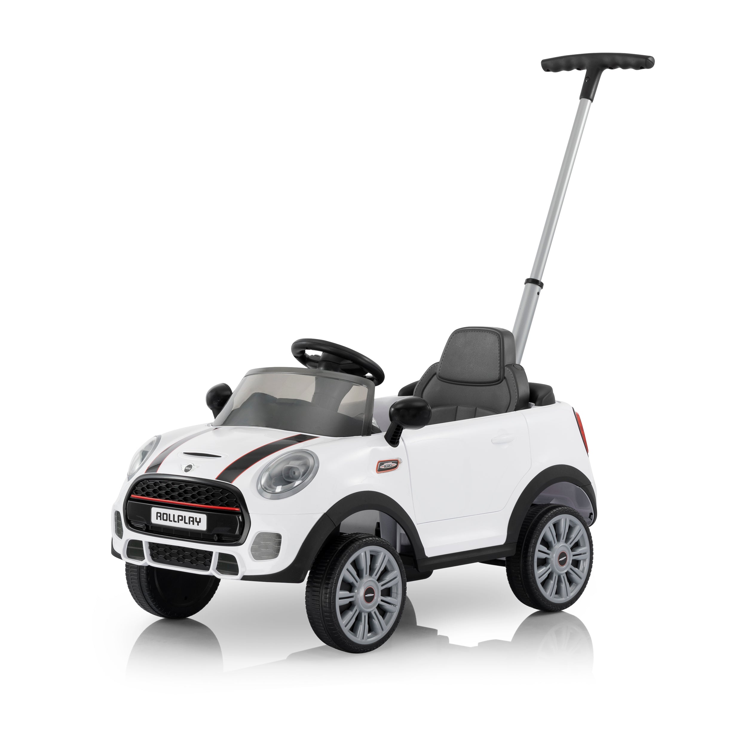 Mini Cooper Play Push Car with Parental Handle – White