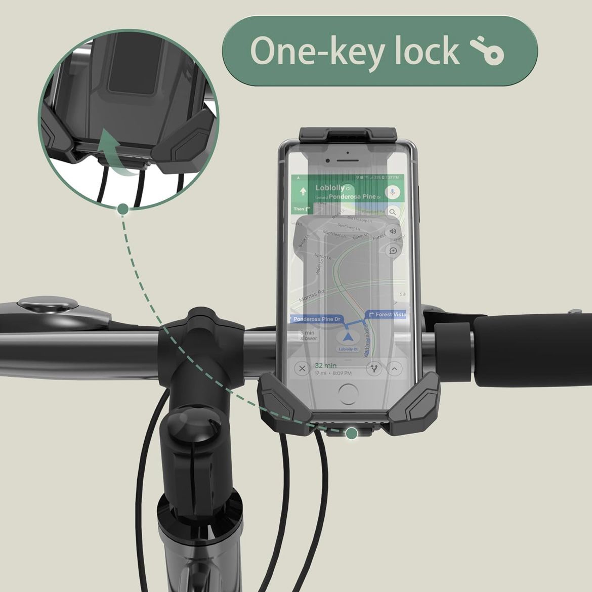 Lockable Bicycle Phone Holder