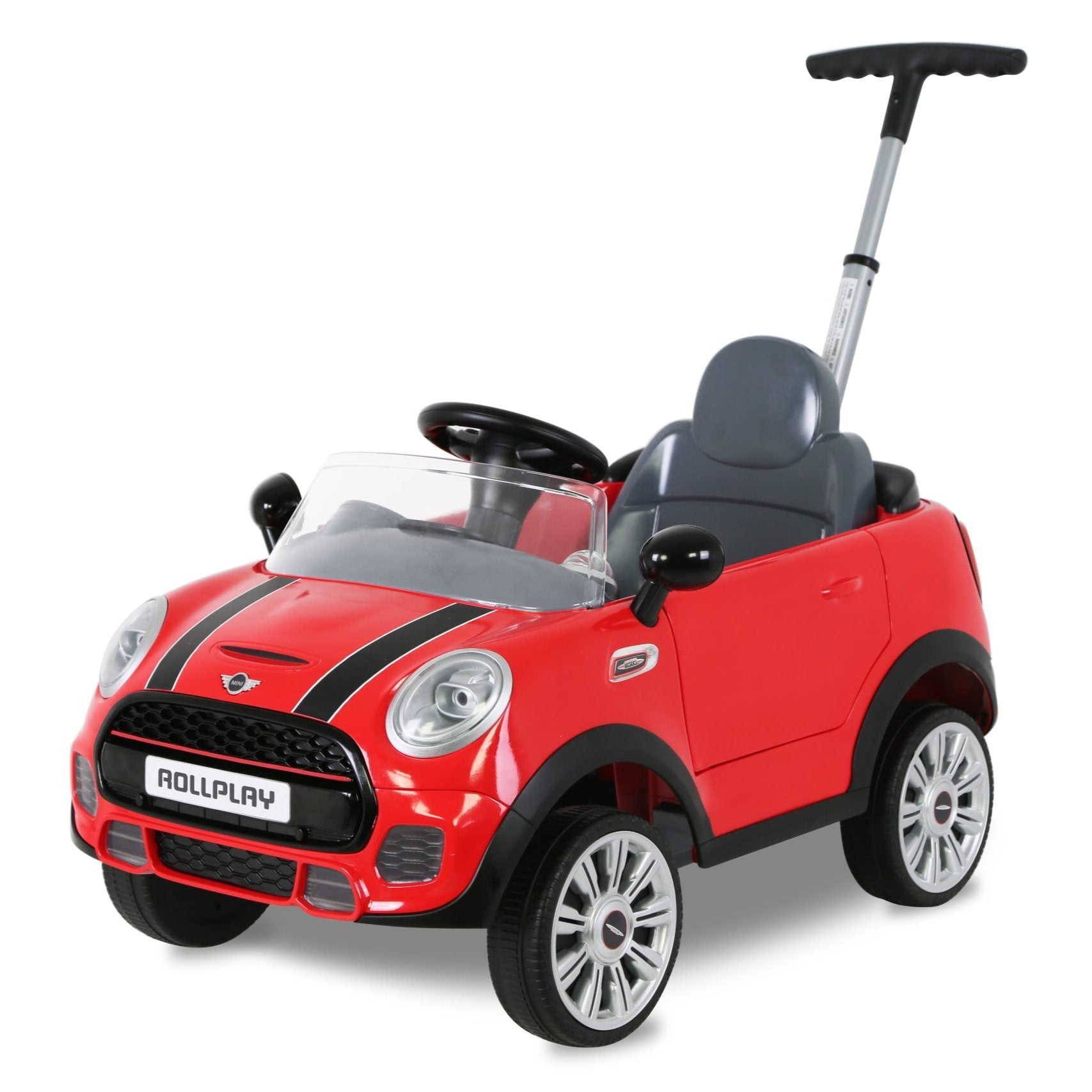 Mini Cooper Play Push Car with Parental Handle – Red