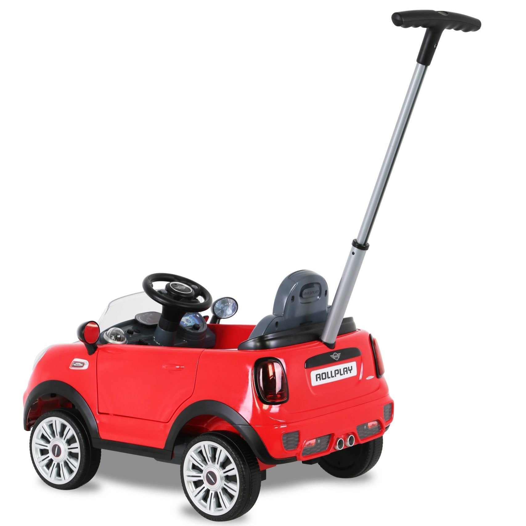 Mini Cooper Play Push Car with Parental Handle – Red