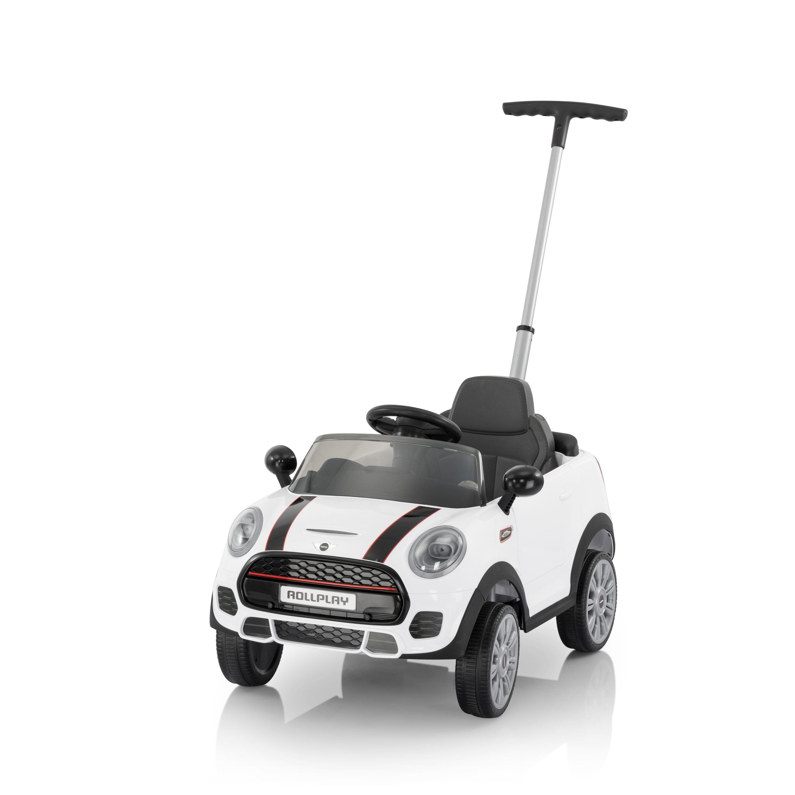 Mini Cooper Play Push Car with Parental Handle – White