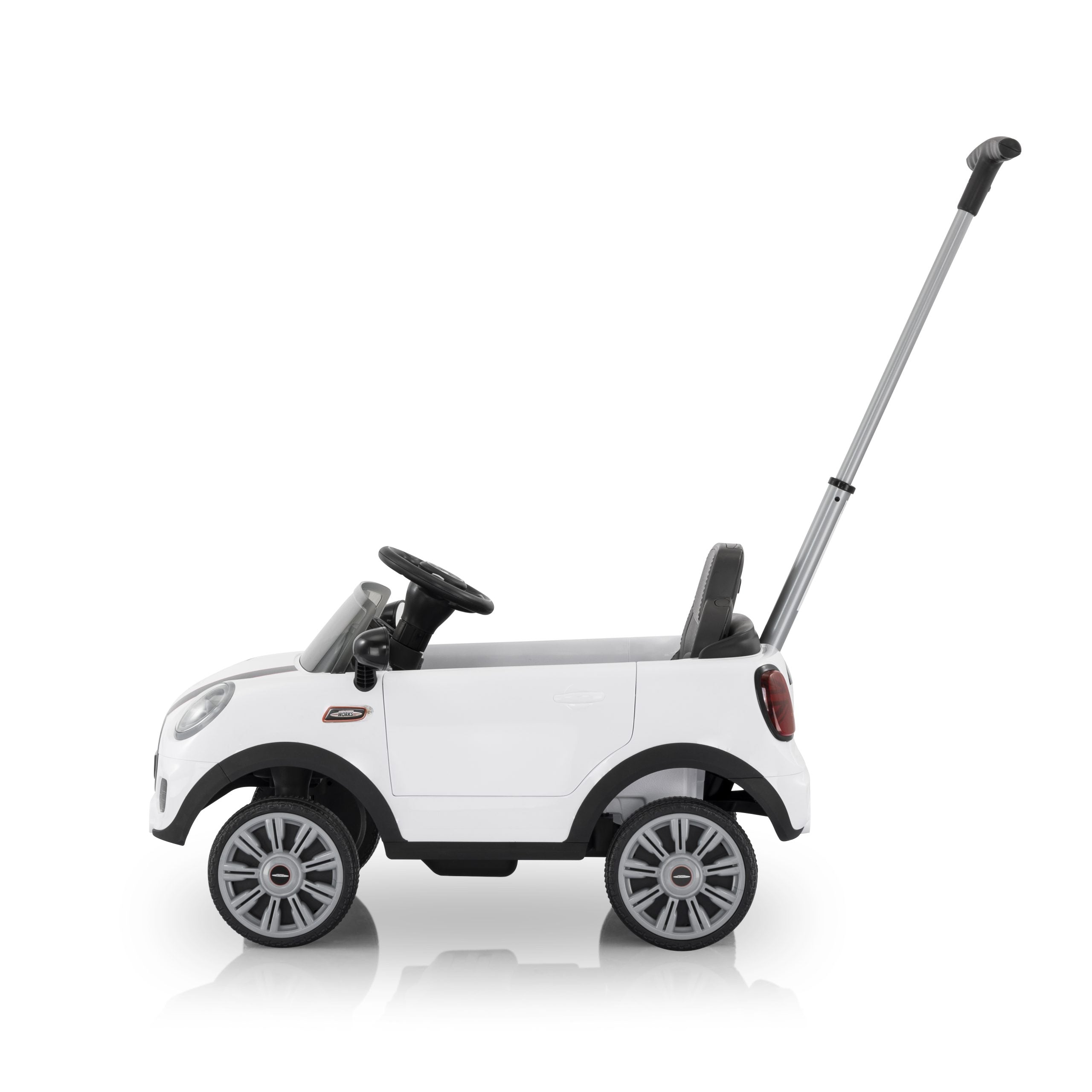 Mini Cooper Play Push Car with Parental Handle – White