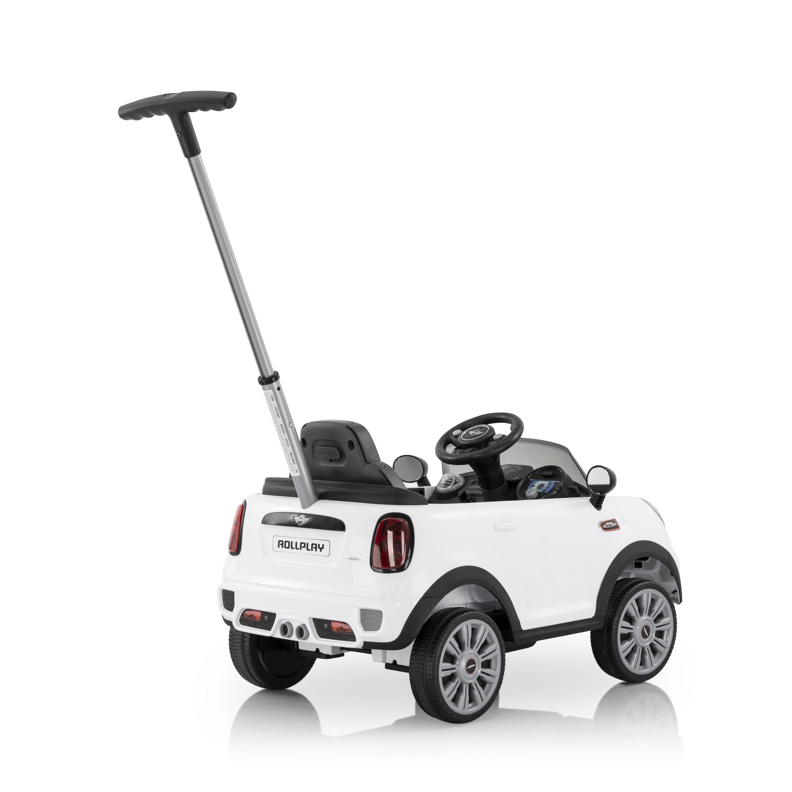 Mini Cooper Play Push Car with Parental Handle – White