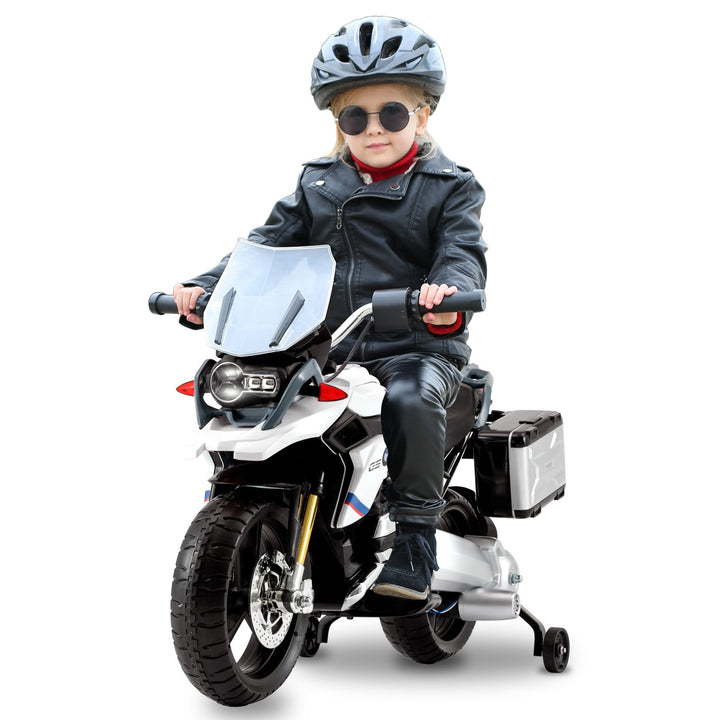 BMW R1200 GS 12V Kids’ Motorbike with Stabilizers – White