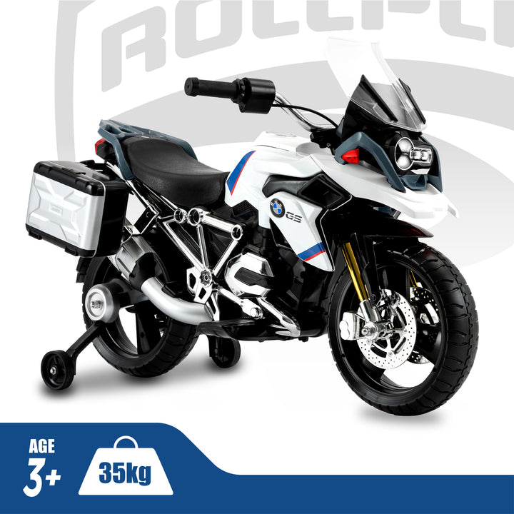 BMW R1200 GS 12V Kids’ Motorbike with Stabilizers – White