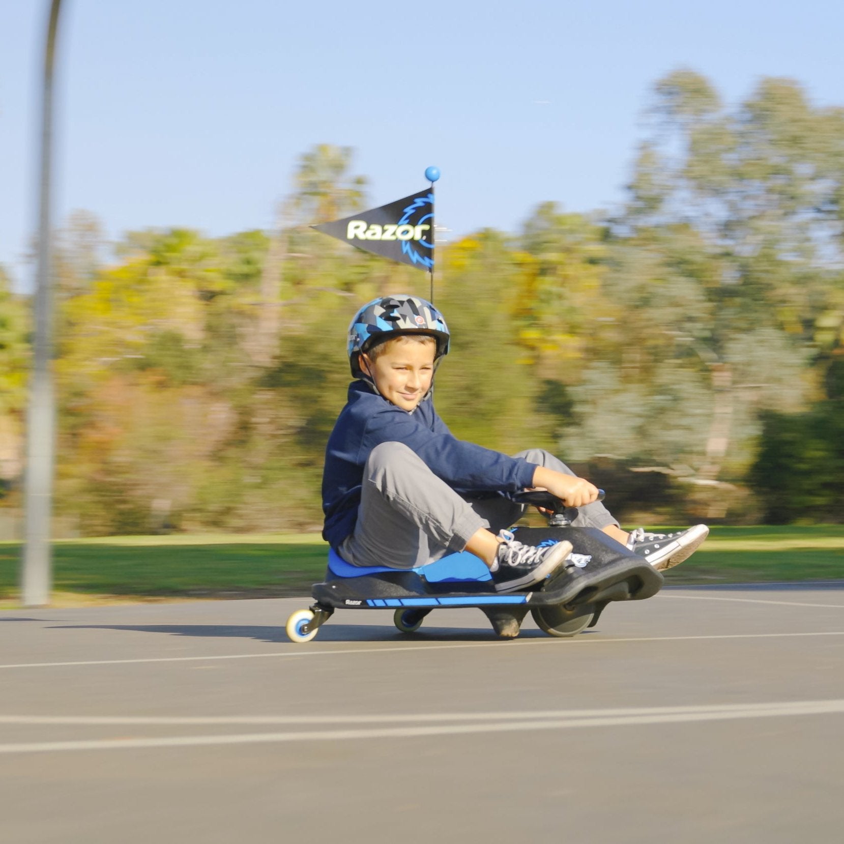 Crazy Cart Shift 12V Electric Go-Kart – Blue/Black