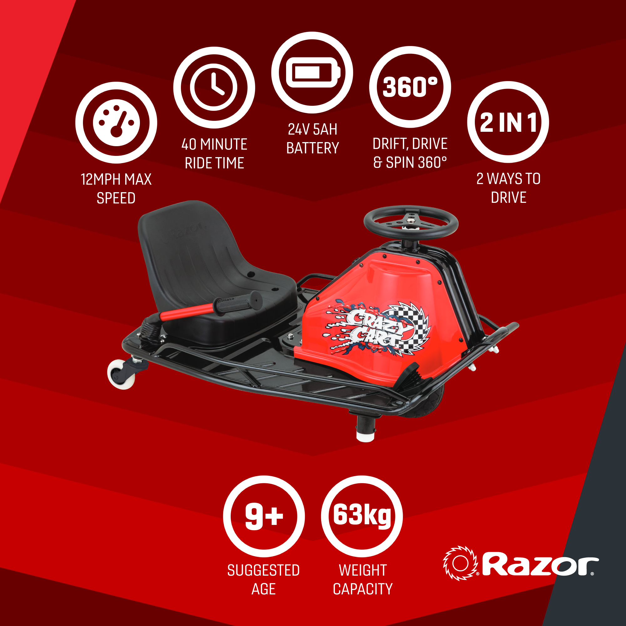 Crazy Cart 24V Electric Drift Go-Kart