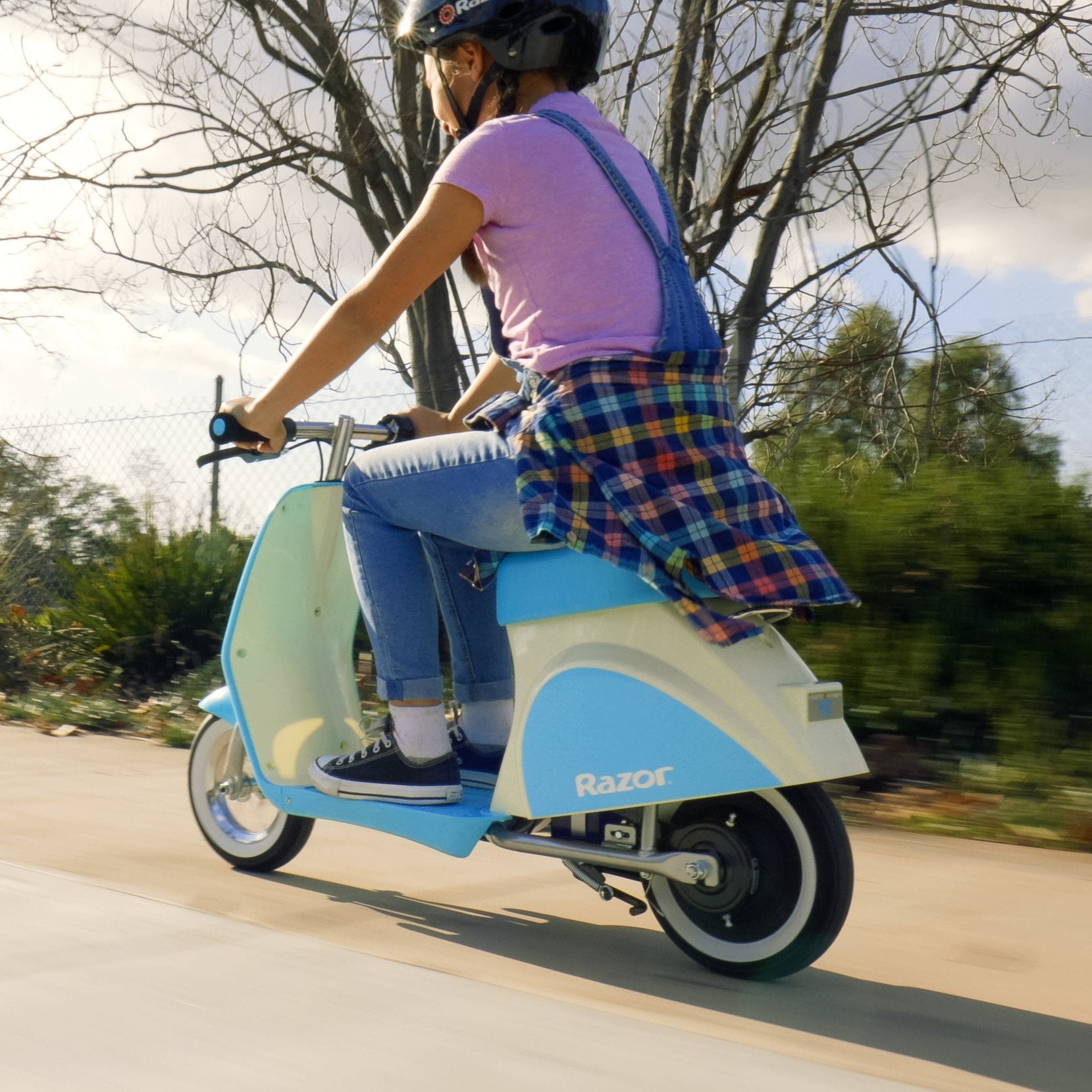 Pocket Mod Petite 12V Electric Scooter Bike– Blue