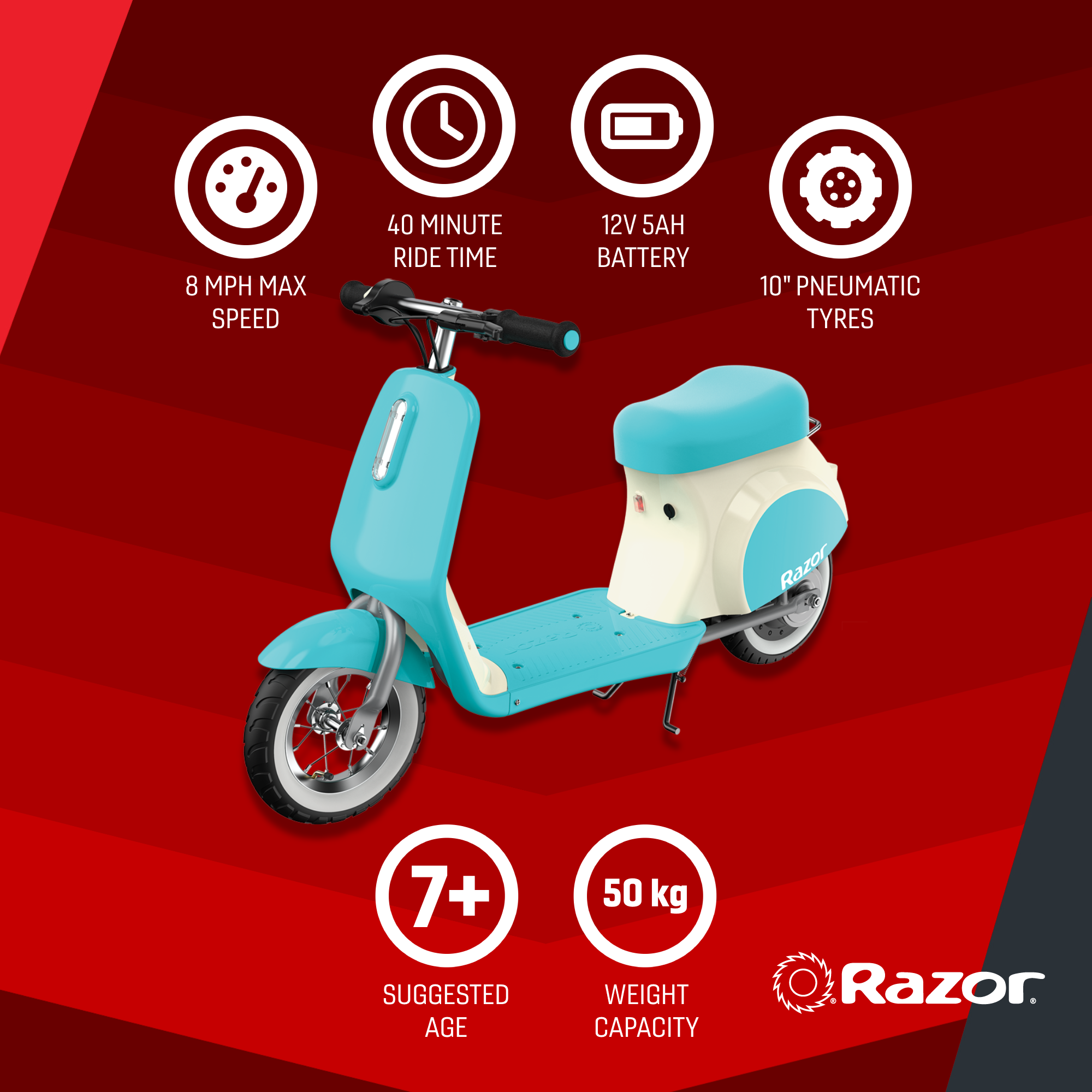 Pocket Mod Petite 12V Electric Scooter Bike– Blue