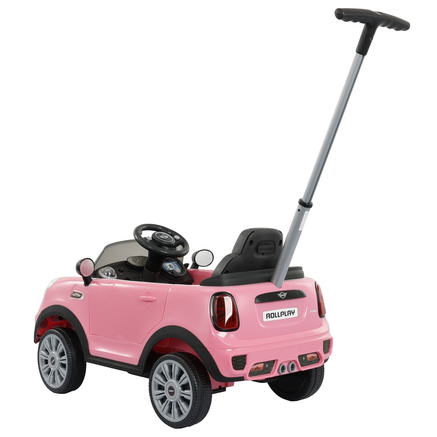 Mini Cooper Play Push Car with Parental Handle – Pink