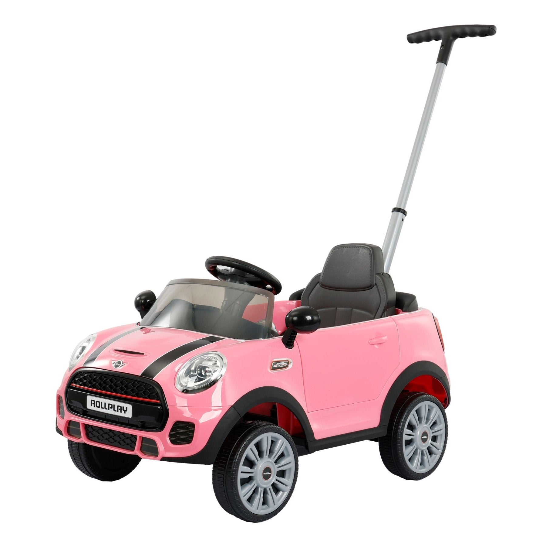 Mini Cooper Play Push Car with Parental Handle – Pink