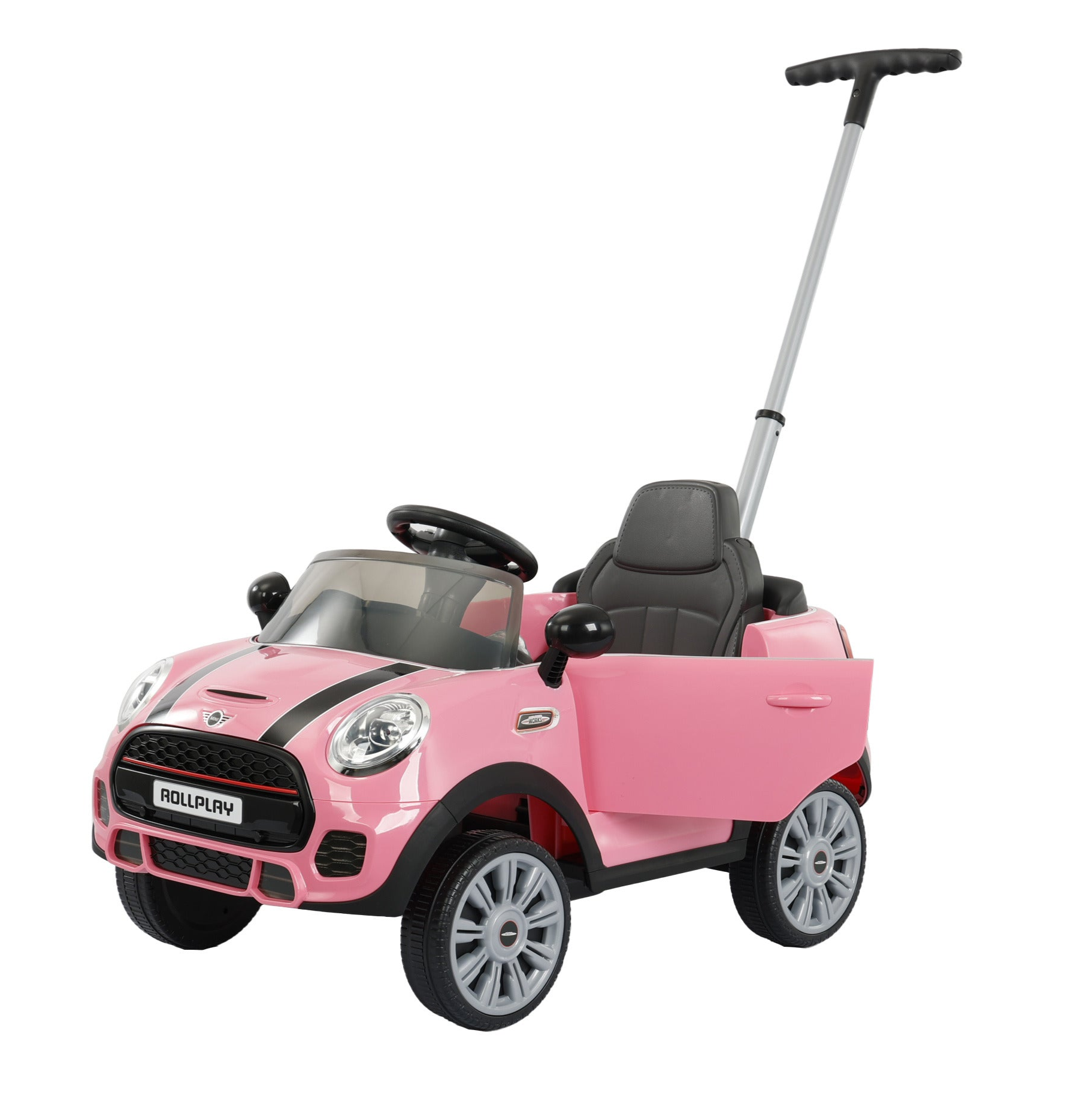 Mini Cooper Play Push Car with Parental Handle – Pink