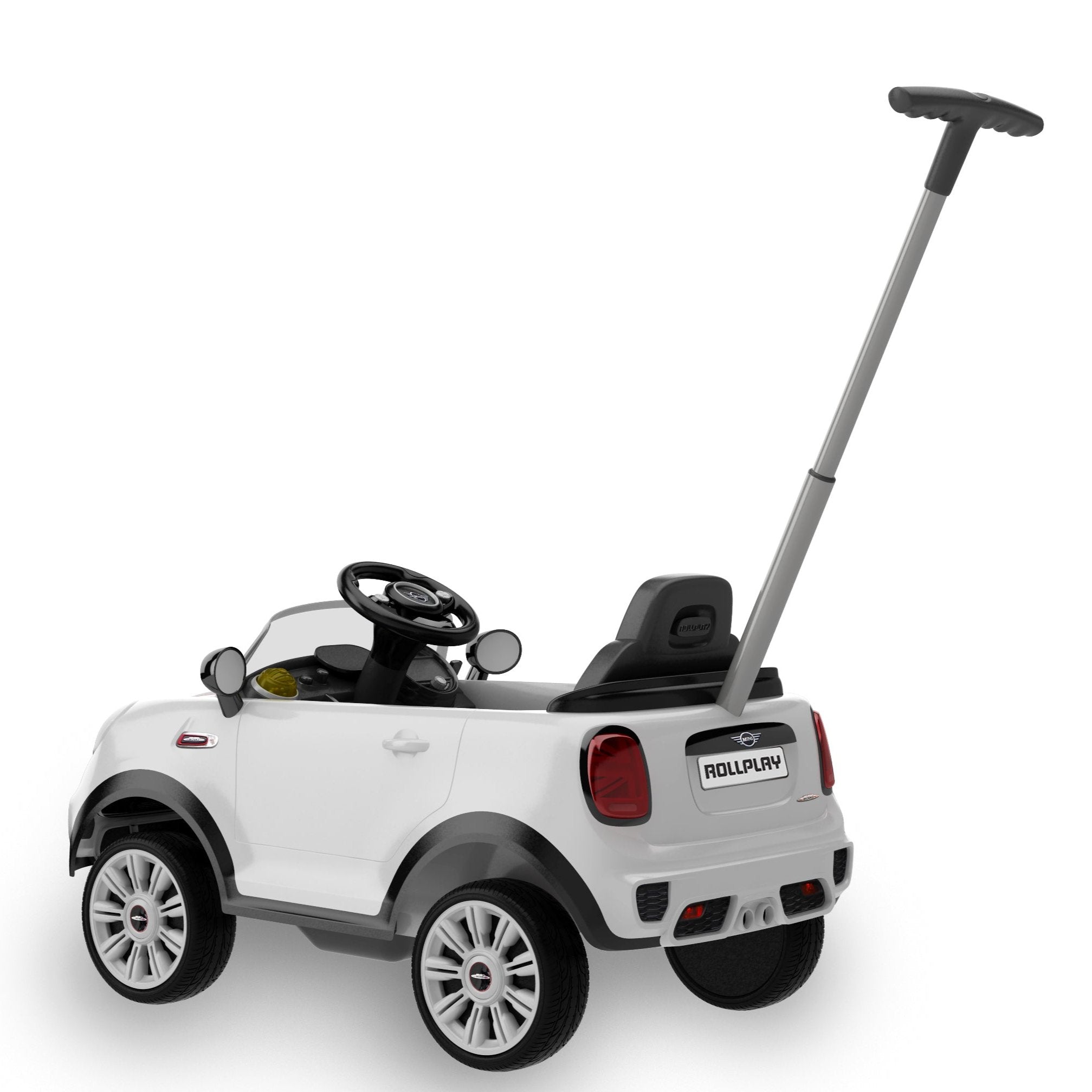 Mini Cooper Play Push Car with Parental Handle – White
