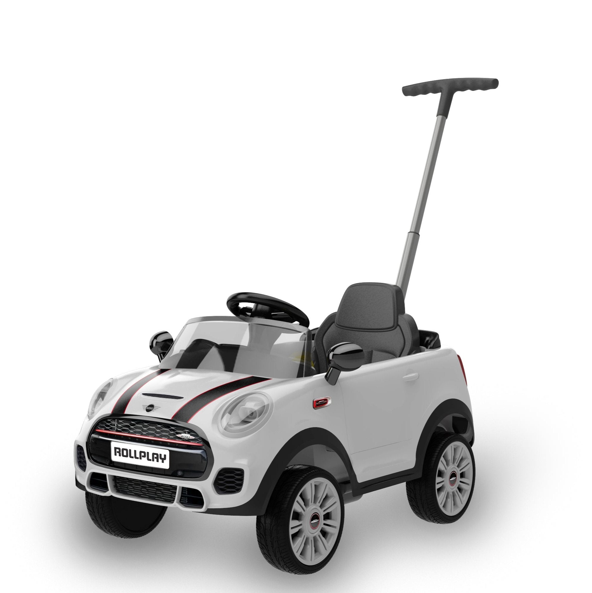 Mini Cooper Play Push Car with Parental Handle – White