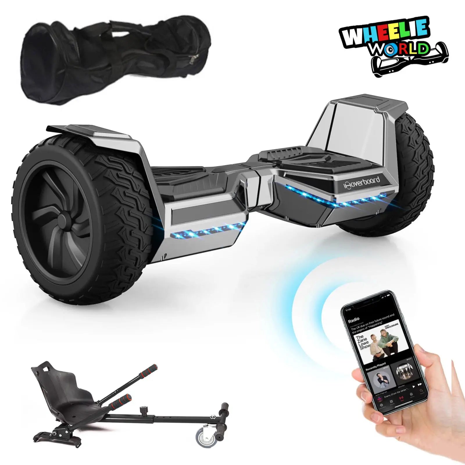 8.5″ Off Road Silver / Grey Hoverboard and Kart Bundle Deal